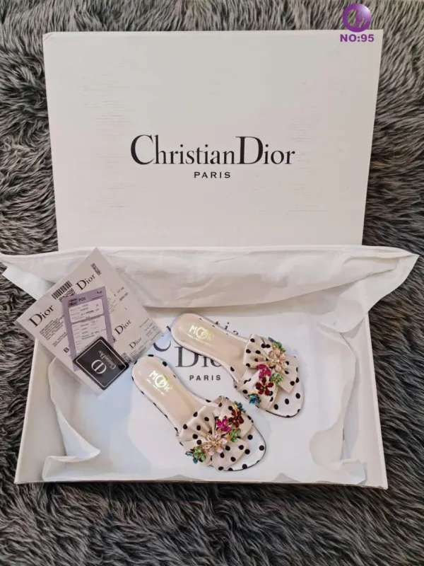 Christian Dior Lüks İthal Puantiye Desenli Terlik