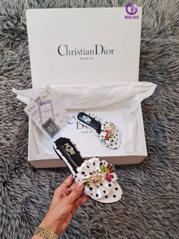 Christian Dior Lüks İthal Puantiye Desenli Terlik