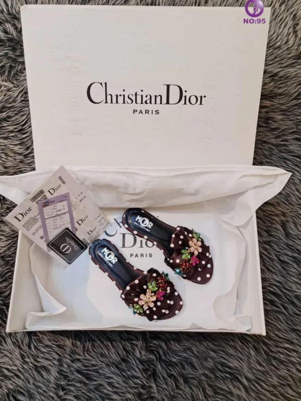 Christian Dior Lüks İthal Puantiye Desenli Terlik