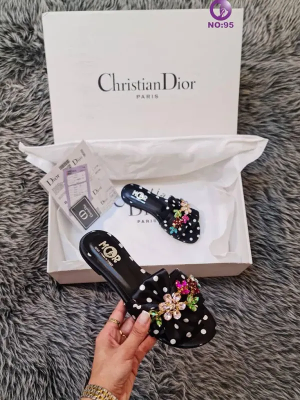Christian Dior Lüks İthal Puantiye Desenli Terlik