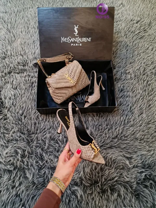 İthal Ysl Topuklu Kadın Çanta Ayakkabı Set